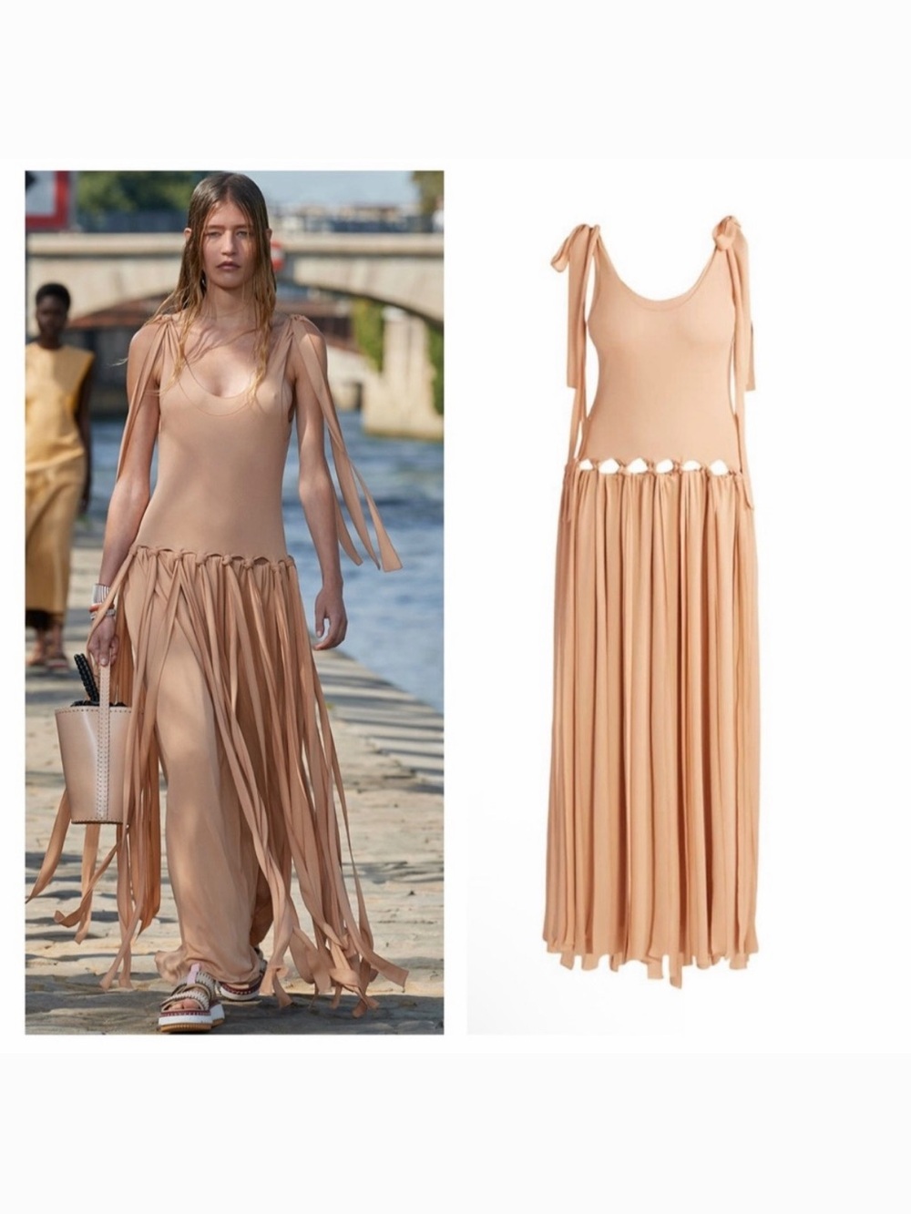 Chloé Pink Maxi Dress Knit Fringe Cutout 6 Boho Resort Vacation NWT 🟠
